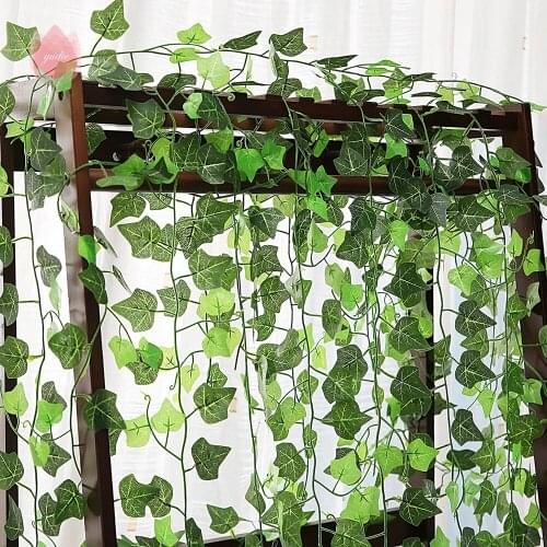 3Pcs Green Silk Artificial Hanging Leaf Garland Plants Vine Leaves Diy For Home Wedding Party Bathroom Garden Decoration