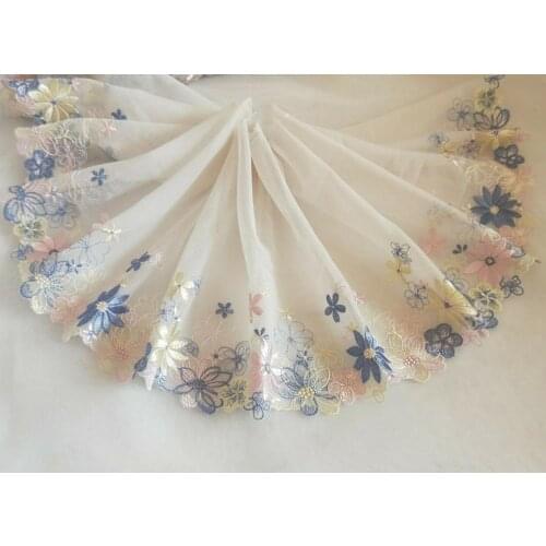3 Colors 2 Yards Lace Trim Floral Daisy Flower Embroidered Tulle Lace 7.48 Inches Wide High Quality