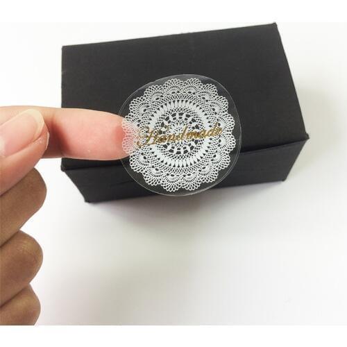 800 Pcs/lot Transparent Round White Lace Handmade Sealing Sticker Vintage DIY Scrapbooking Baking Decoration Label Stickers