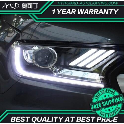 AKD tuning cars Headlight For Ford Ranger Everest Endeavour Mustang Headlights LED DRL Running lights Bi-Xenon Beam Fog lights