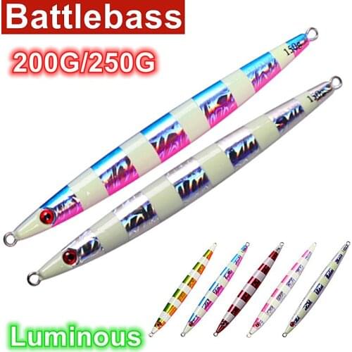 BATTLEBASS Slow Metal jig Sinking Glow Jig 200g 250g Speed jig lure Saltwater Falling jig Metal lure fishing bait