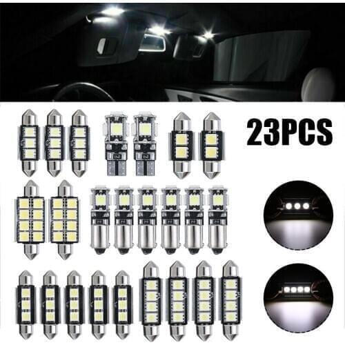 23pcs 12V 1.2-2.5W White LED Car Auto Interior Light License Plate Lamp Double-pointed-5050 T10 5050 1206 BA9S-5050 DIY Bulbs