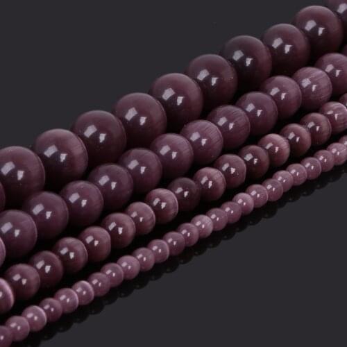 Free Shipping 4/6/8/10mm Glass Cat eye beads Purple for jewelry making Wholesale and Retail