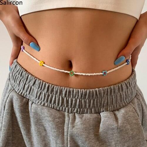 Bohemian Colorful Plastic Waist Beads Women Jewelry New Korean Fashion Cute Flowers Belly Chains For Waist Sexy Body y2k Jewelry