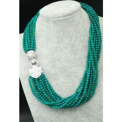 10rows green jasper beads round 4mm necklace 20inch and leopard clasp wholesale beads
