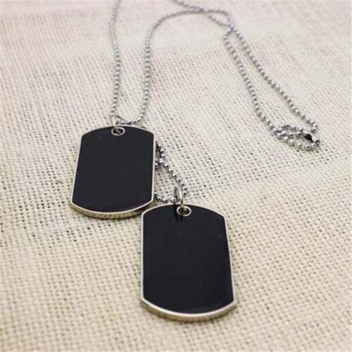 Army Tactical Style Black 2 Dog Tags Chain Beauty Mens Pendant Necklace for Men Jewelry CC1066