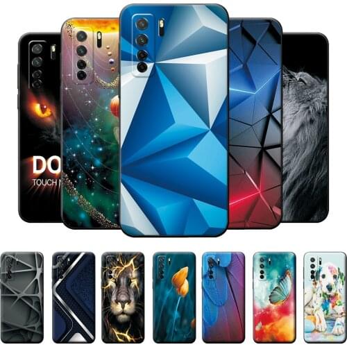 Case For Huawei P40 Lite 5G Case Huawei Nova 7 SE Geometric Cute Cover Bumper on Honor 30S Russia Shockproof Silicone Phone Case