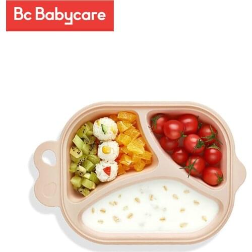 BC Babycare Food Grade PP Baby Infant Kids Divided Plates Toddlers 3-section Separate Feeding Tray Babies Divide Plates BPA-Free