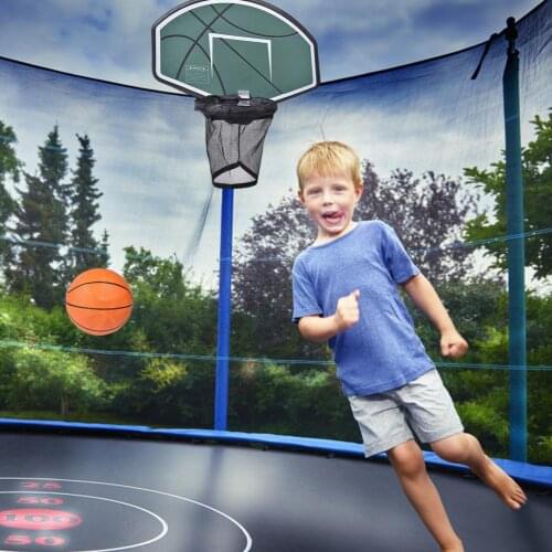 Children Trampoline Basketball Hoop Attachment Suitable for Straight Pole Trampoline Kids Shooting Game Basketball Toy with Pump