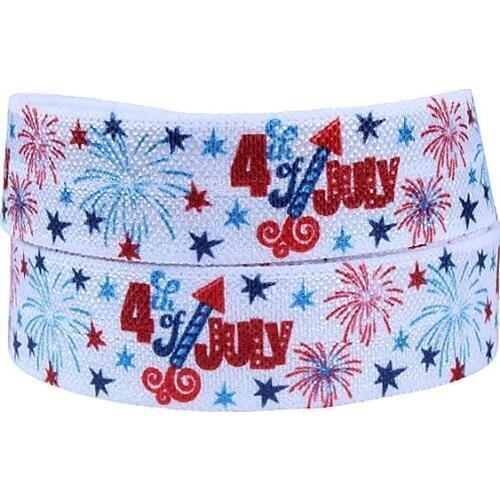 FLRA FOE Free shipping FLORA RIBBONS wholesale July 4th celebration fold over elastic