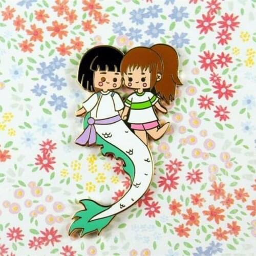 Haku Dragon and Chihiro Enamel Brooch Pin Backpack Hat Bag Collar Lapel Pins Badges Women Mens Fashion Jewelry Accessories