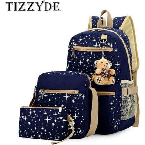 Three-piece Canvas Shoulder Bag 2019 New Printing Male / Girl Backpack 1-3-6 Grade Primary School Bag Cute Backpack DXM456