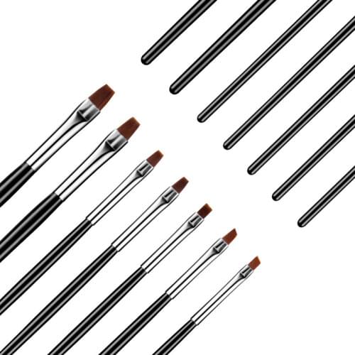 7 Size Nail Art Brush Flat Acrylic Drawing Pen UV Gel Polish French Design Painting Extension Builder Coating Tools Set Manicure