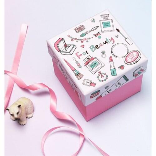 Custom Makeup Beauty Gift Boxes Cosmetic Packaging Box Pink Perfume Lipstick Printing Women birthday Gift Box