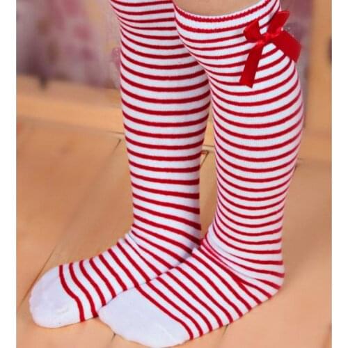 Baby Girls Kids Toddler Bow Knee High Socks Girl Spring Autumn Sport Socks White Red Striped Princess Socks for 1-8 Years