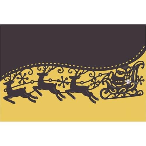 Mmao Crafts Metal Steel Cutting Dies New Santa deer sleigh border Scrapbooking Paper/photo Cards Embossing Dies