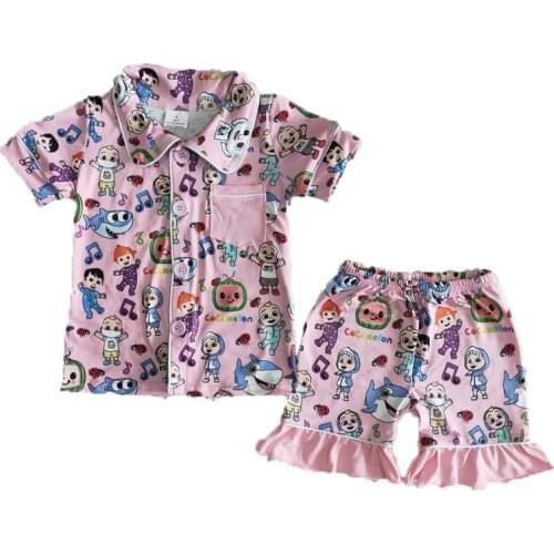 Cocomelon Pajamas Baby Girls 2 Set Cartoon Pink Top with Short Pants For Toddler Girls Wear
