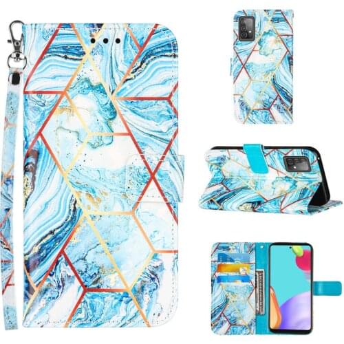Marble Flip Wallet Leather Case For Samsung Galaxy A52 5G Case Book Cover For Samsung Galaxy A72 5G Cover Magnetic Strap Bag