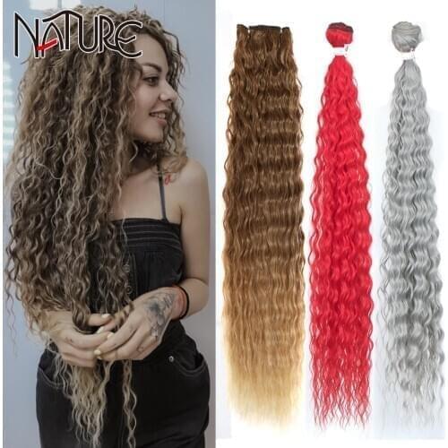 Nature Loose Deep Wave Hair Bundles 28-32Inch High Temperature Fiber Red Super Long Hair Synthetic Weave Fake Hair Extensions