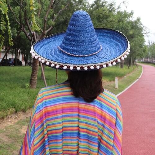 53cm Sombrero Men Women Party Sun Hats Natural Straw Mexican Hat Wide Brim Panama Bucket Hats Adjustable Fashion Retro Caps