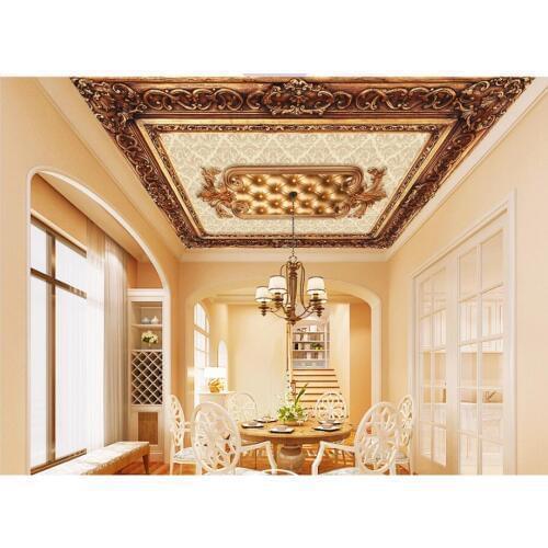 Custom 3D Photo Wallpaper ceilings Luxury classical retro embossed European pattern ceiling mural