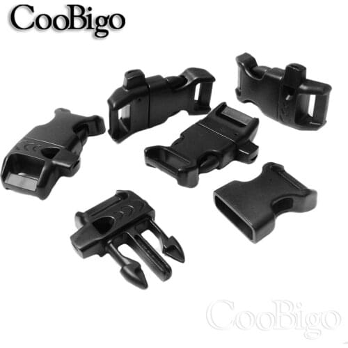 50pcs 5/8" Side Release Buckle Curved Emergency Survival Whistle Buckle Parachute 550 Paracord Bracelet Strap Bag Parts