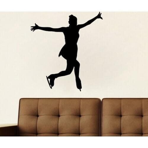 Removable Dancing Girl Figure Skating Wall Sticker Vinyl Sport Fitness Wall Decal Gym Wall Sticker For Home Bedroom Decor W-1033