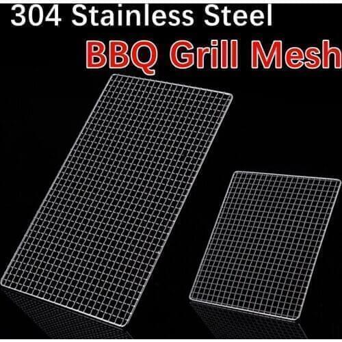 Square 304 Stainless Steel BBQ Grill Net Mesh Korean Barbecue Non-stick Grilling Mats Outdoor Bbq Grill Racks Meshes Accessory