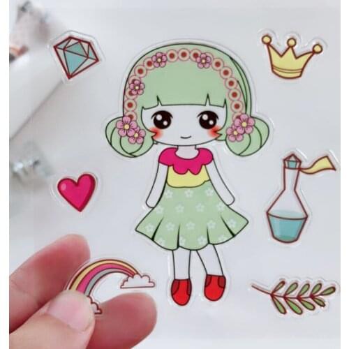 Cute Girl Clear Stamps Scrapbooking Rubber Stamp Handmade DIY Decoration Craft Supplies Stamps for Card Making Silicone Stamp