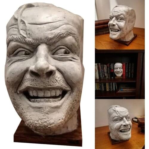 Heres Johnny Sculpture of The Shining Resin Desktop Ornament Bookend Library Funny-face Book Shelf Statue Figurine Creative Art