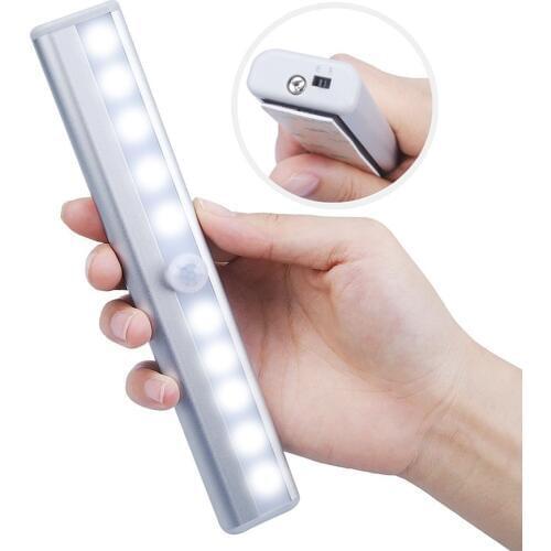 Battery Operated 6/10 LEDs 98/190mm Led Under Cabinet Light PIR Motion Sensor Wardrobe Cupboard Closet Kitchen wall night light