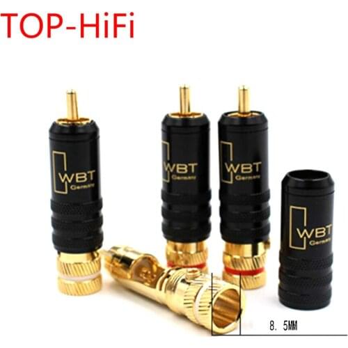 TOP-HiFi 4pcs/lot Interconnect RCA Cable Extension RCA Plugs Screws Soldering Locking Audio WBT 0144 RCA Plug Connectors