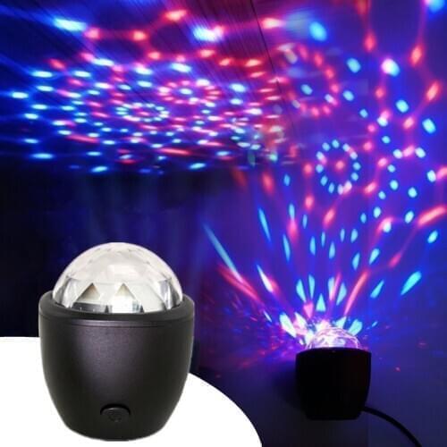 USB Crystal Magic Ball LED Stage Disco Party Stage Projector Lights Voice Activated Mini Flash DJ Lights for Home KTV Bar Car