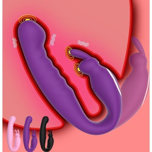 Strapless Strap-on Dildo Vibrator for Couples Strapon Double Head Vibrators USB Charging G-spot Vibrator Sex Toys for Women