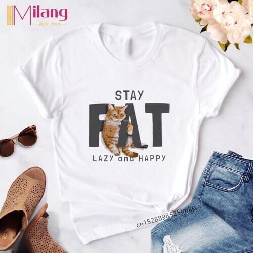 Womens Cute Cat Print Female Tshirt Cartoon Top Tees kawaii T Shirt Women Harajuku Short Sleeve Fun Ulzzang T-Shirt Tops