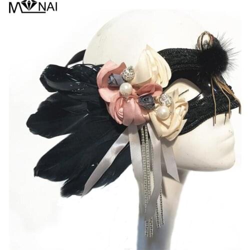 Girls Belly Dance Feather Floral Tassels Mask Venetian Masquerade Half Face Mask Halloween Fancy Dress Gothic Ball Party Masks