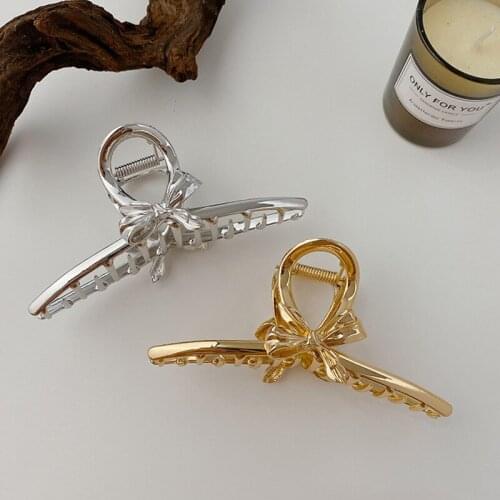 Simple Metal Hollow Out Geometric Hair Claw Ladies Elegant Hair Accessories Cross Bow Crab Clip For Women Fashion Girl Headwear