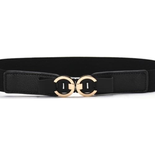 Aoluolan Free Shipping New Fashion Ladys Wide Elastic Belt Leather Waistband Elastic Band Belts Simple Female