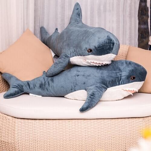 1pc 80-140CM Giant Size Popular Shark Plush Toys Simulation Shark Dolls Stuffed Soft Animal Reading Pillow Cushion for Baby Kids