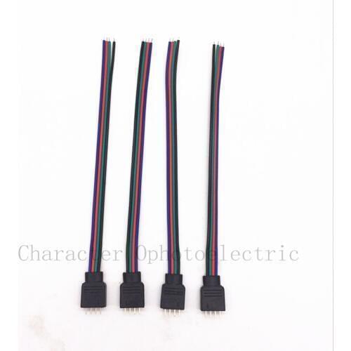 10pcs/Lot 10cm RGB 4 pins Male Connector Wire Cable For 5050 3528 RGB Led strip, Male Type 4 Pin Needle Connector
