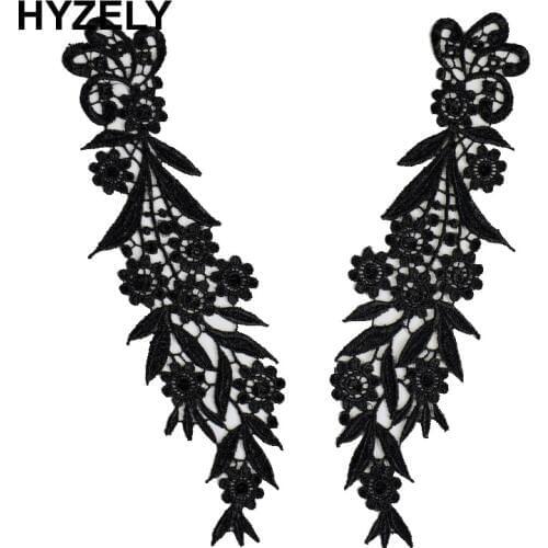 2Pcs/Set Black Embroidery Neckline Costume Decoration Sewing Applique Craft Collar Lace Trim For Wedding Party Scrapbooking