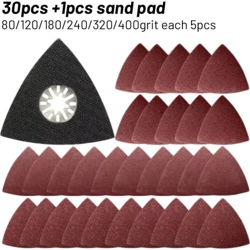 31Pcs Sanding Paper 80-400Grit 80mm Aluminium Oxide Durable Hook & Loop