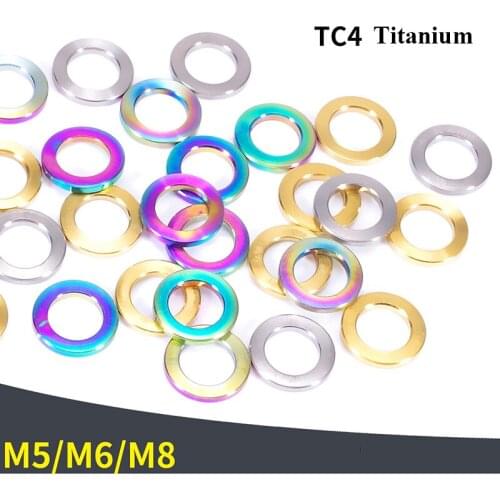 5/10pc Ti Screw Washers 5mm 6mm 8mm Universal Bicycle Bolts Washer Titanium Lightweight Flat Washer M5 M6 M8 Bicycle Accessories