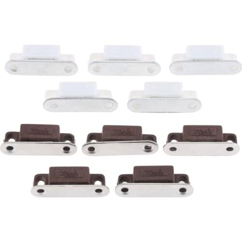 5pcs Magnetic Catches w/screws Small Metal Cabinet Door Cupboard Preventing Protecting 27x10mm White/Brown Mini Stopper Kitchen