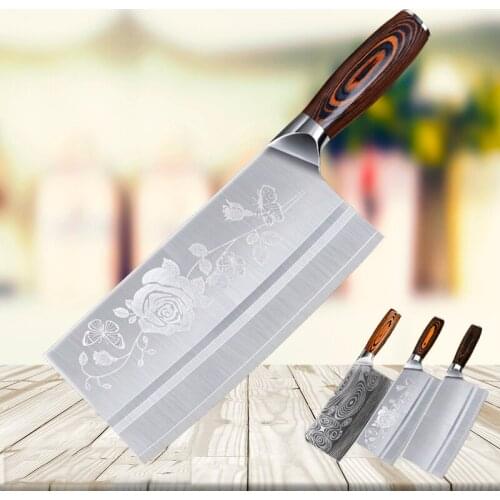 Timhome 8 inch Stainless Steel Professional Chef Meat Cleaver Chinese Knife Butcher Chopper Vegetable Cutter Kitchen Knife