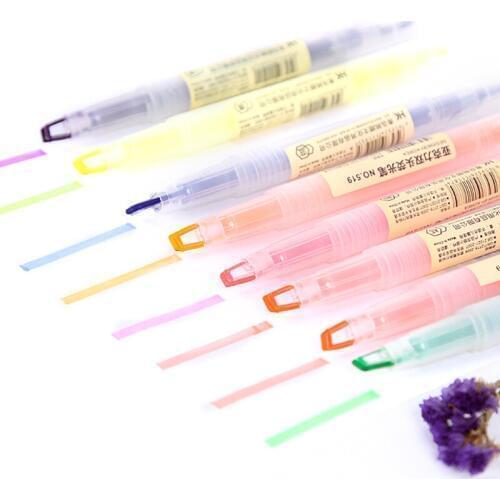 8pcs Acrylic Dual-Headed Fluorescent Pen Student Colour Graffiti Pen Office Marker Pen 519 Stationery