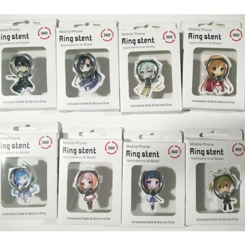 8pcs/lot Anime Sword art online SAO Mobile phone ring buckle Rotate 360 degrees phone holder toy