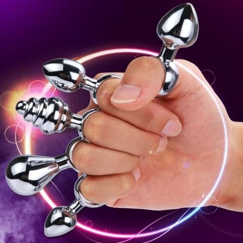 Small Metal Anal Plug Adult Sex Toys For Women Beginner Smooth Anal Bead Hand Pull Go/ Out Dilator Anal Toys Female Masturbators