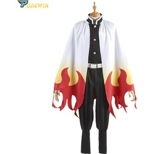 Rengoku Kyoujurou Cosplay Anime Demon Slayer Cosplay Costume Kimono Kimetsu no Yaiba Cosplay Uniforms Wig