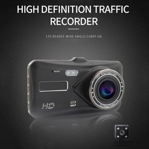 Car DVR Dual Lens Dash Camera Recorder 4"Full HD 1080P Touch Screen Wide Angle Video Driving Recorder 24-hour parking monitoring